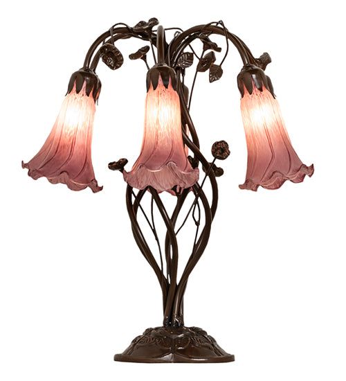 18" High Lavender Tiffany Pond Lily 6 Light Table Lamp