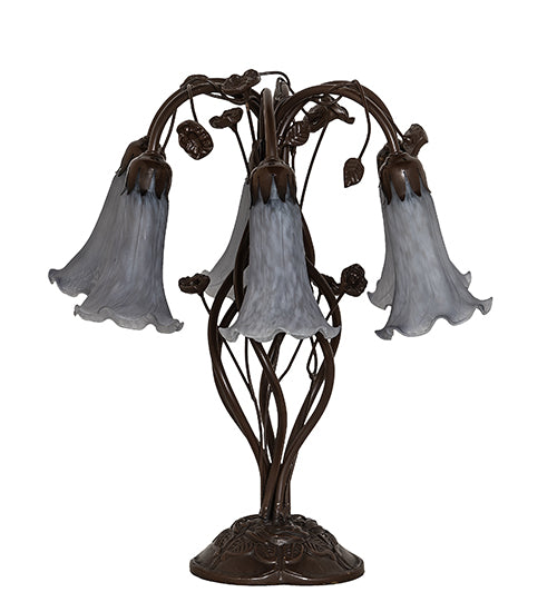 19" High Gray Tiffany Pond Lily 6 Light Table Lamp