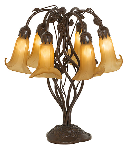 19" High Amber Tiffany Pond Lily 6 Light Table Lamp