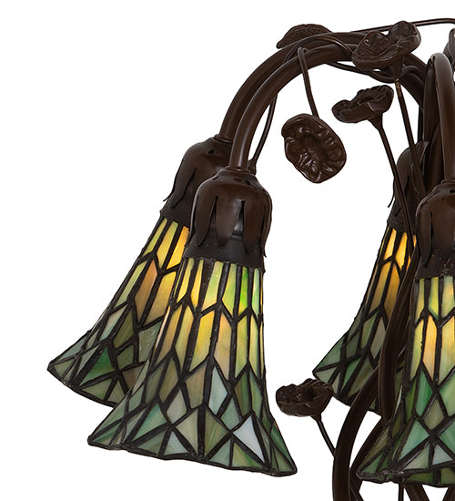 19" High Stained Glass Pond Lily 6 Light Table Lamp