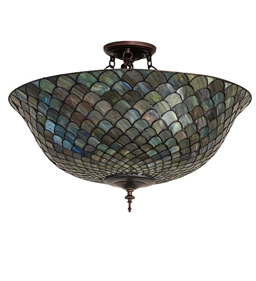 24" Wide Tiffany Fishscale Flushmount