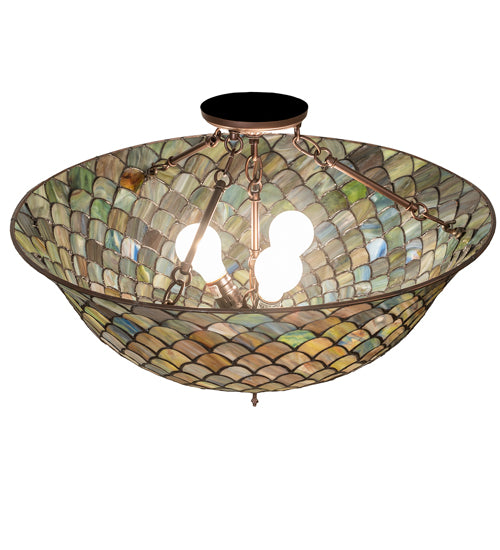 24" Wide Tiffany Fishscale Flushmount