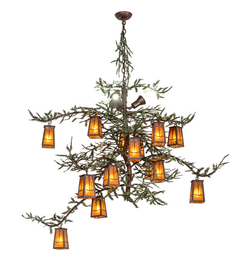 62" Wide Pine Branch Valley View 15 Light Chandelier