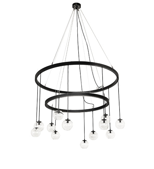 59" Wide Bola 12 Light Two Tier Cascading Chandelier