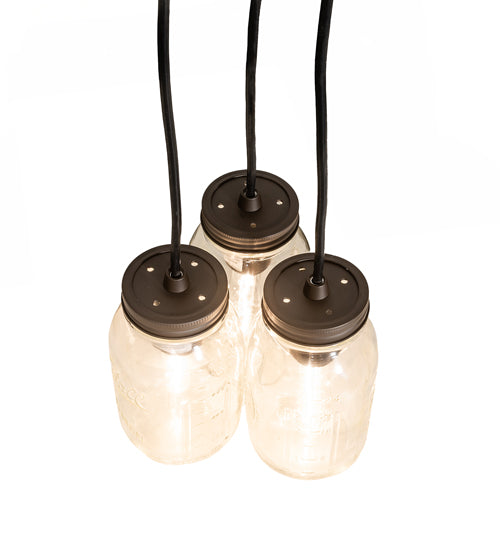 9" Wide Mason Jar 3 Light Pendant