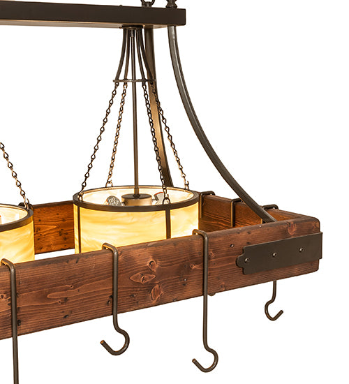 60" Long Steamboat 3 Light Pot Rack