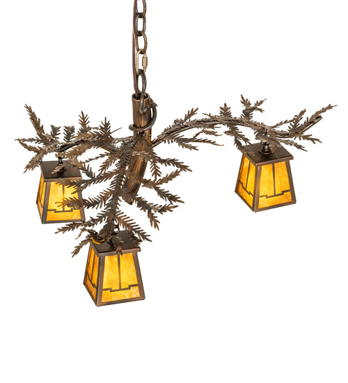 24" Wide Pine Branch Valley View 3 Light Chandelier