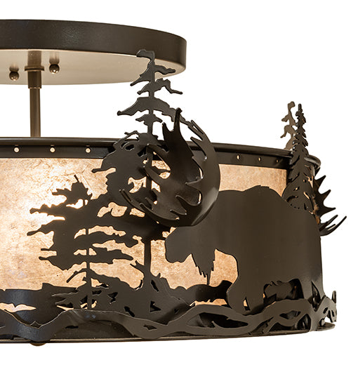 26" Wide Moose At Dusk Flushmount