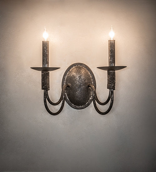 14" Wide Bell 2 Light Wall Sconce