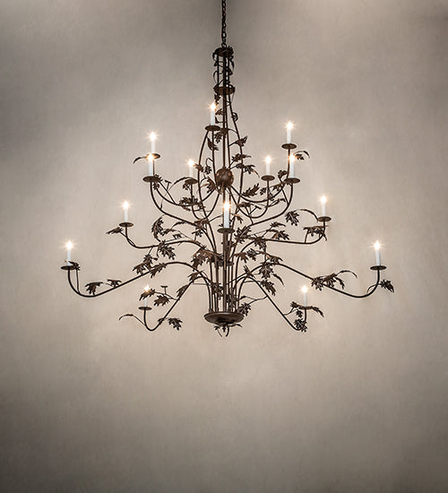 72" Wide Oak Leaf 15 Light Chandelier