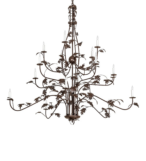 72" Wide Oak Leaf 15 Light Chandelier