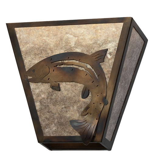 13" Wide Leaping Trout Wall Sconce