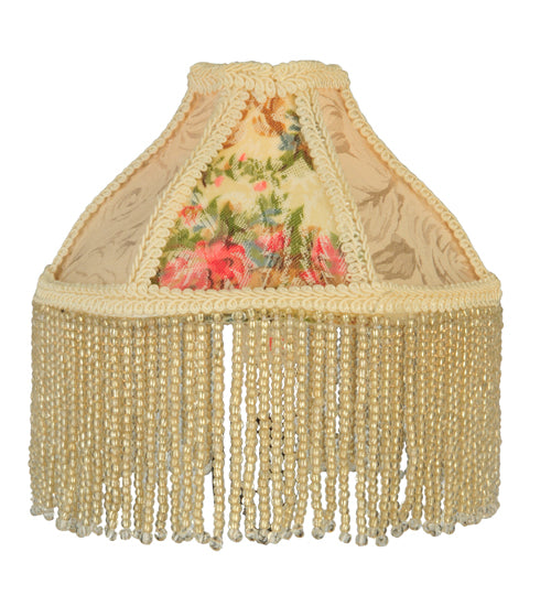 10" High Fabric & Fringe Roses Mini Lamp