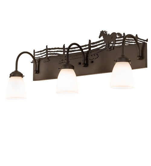 27" Wide Running Horse 3 Light Vanity Light