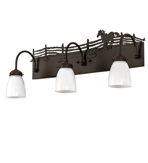 27" Wide Running Horse 3 Light Vanity Light