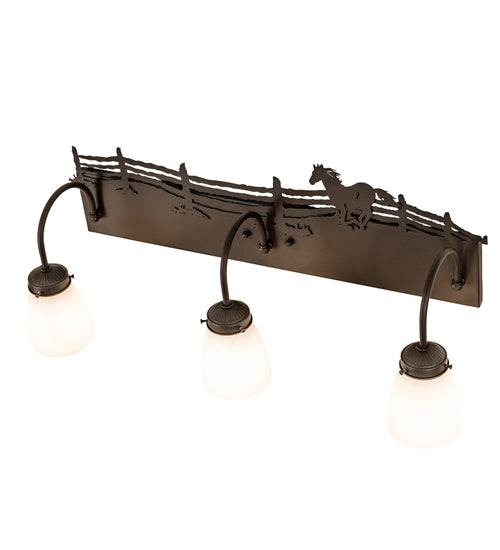 27" Wide Running Horse 3 Light Vanity Light