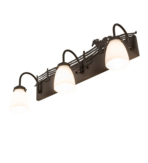 27" Wide Running Horse 3 Light Vanity Light