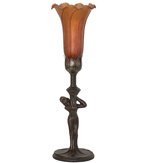 15" High Amber Tiffany Pond Lily Nouveau Lady Accent Lamp