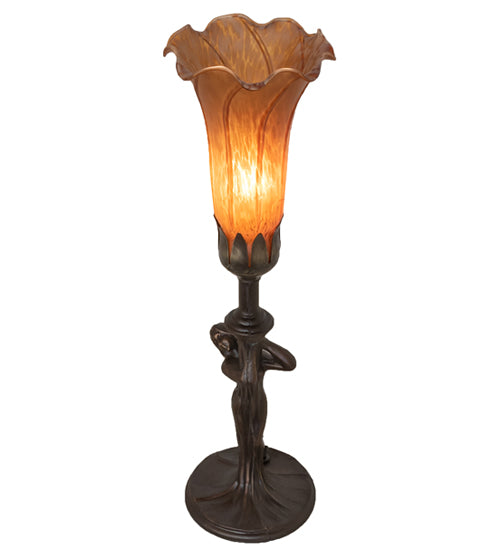 15" High Amber Tiffany Pond Lily Nouveau Lady Accent Lamp