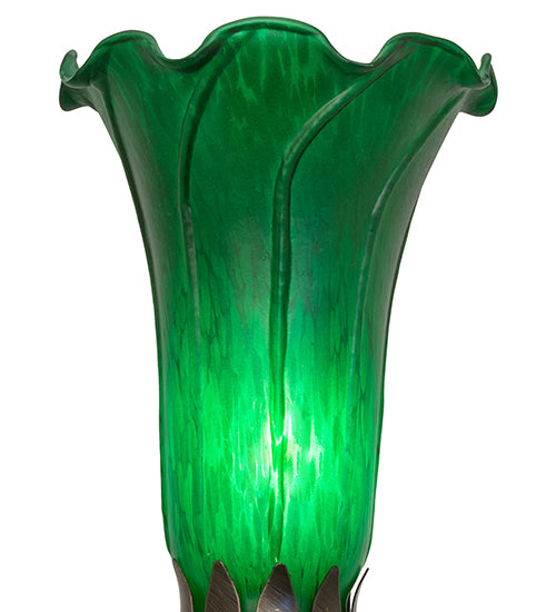 15" High Green Tiffany Pond Lily Nouveau Lady Accent Lamp