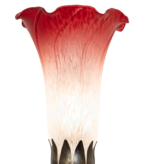 15" High Red/White Tiffany Pond Lily Nouveau Lady Accent Lamp