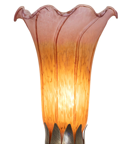 15" High Amber/Purple Tiffany Pond Lily Nouveau Lady Accent Lamp