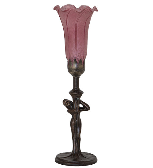 15" High Lavender Tiffany Pond Lily Nouveau Lady Accent Lamp