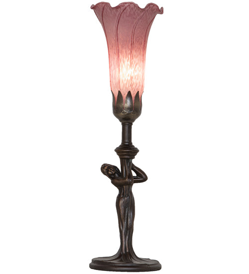 15" High Lavender Tiffany Pond Lily Nouveau Lady Accent Lamp