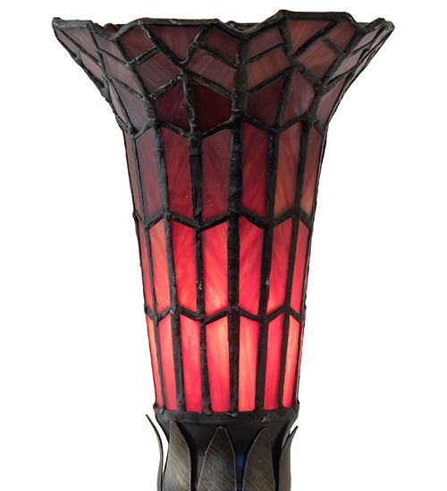 15" High Stained Glass Pond Lily Nouveau Lady Accent Lamp