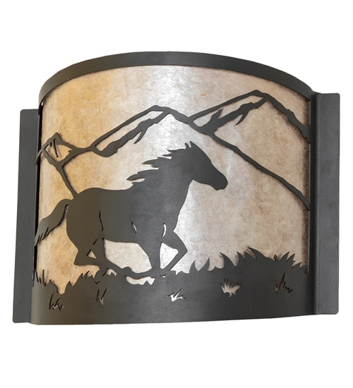 12" Wide Running Horses Wall Sconce