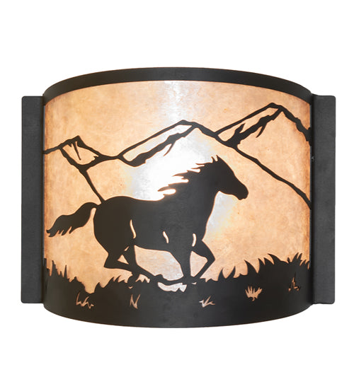 12" Wide Running Horses Wall Sconce