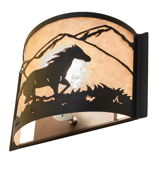 12" Wide Running Horses Wall Sconce