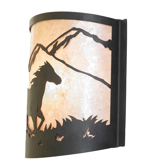 12" Wide Running Horses Wall Sconce