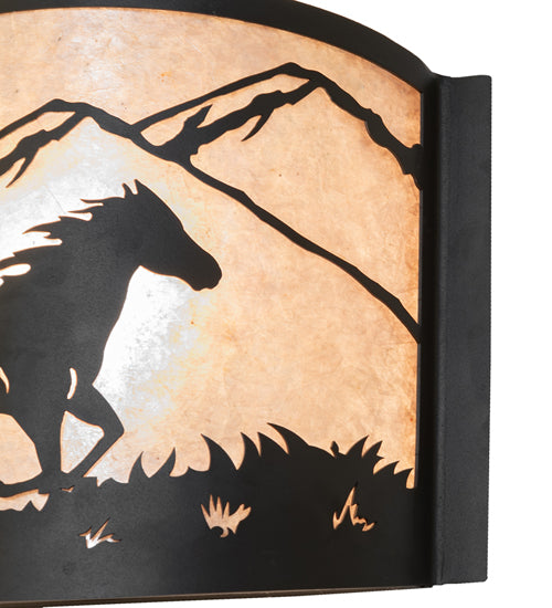 12" Wide Running Horses Wall Sconce