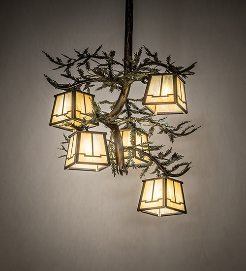 29" Wide Pine Branch 5 Light Chandelier