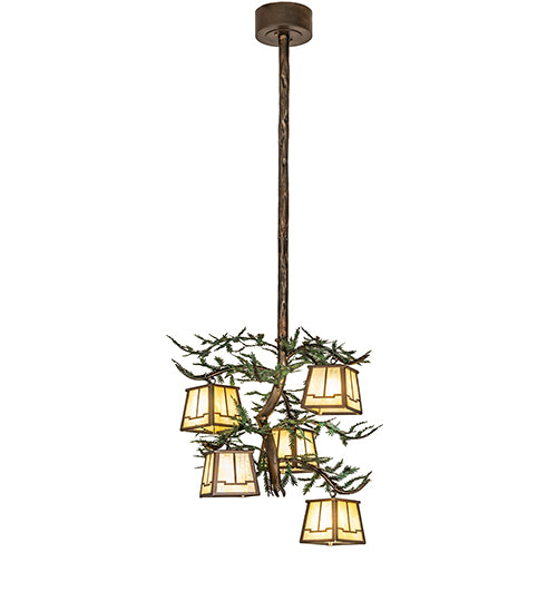 29" Wide Pine Branch 5 Light Chandelier