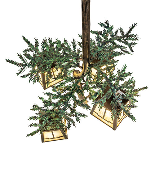 29" Wide Pine Branch 5 Light Chandelier