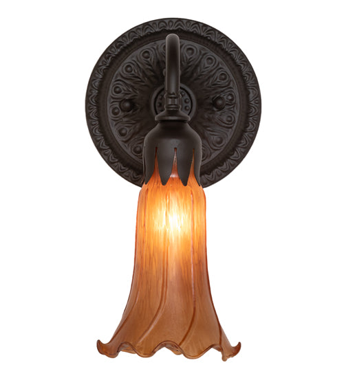 5.5" Wide Amber Tiffany Pond Lily Wall Sconce