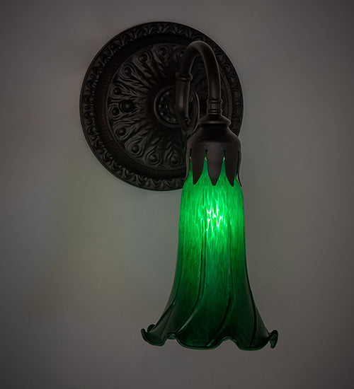 5.5" Wide Green Tiffany Pond Lily Wall Sconce