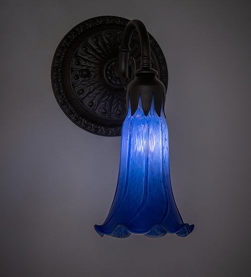 5.5" Wide Blue Tiffany Pond Lily Wall Sconce