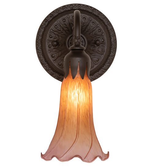 5.5" Wide Amber/Purple Tiffany Pond Lily Wall Sconce