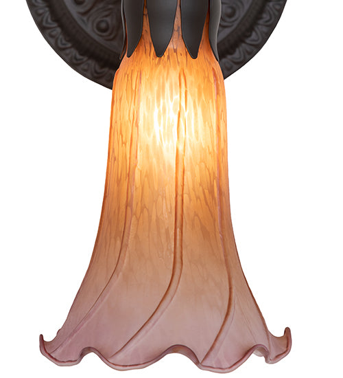 5.5" Wide Amber/Purple Tiffany Pond Lily Wall Sconce