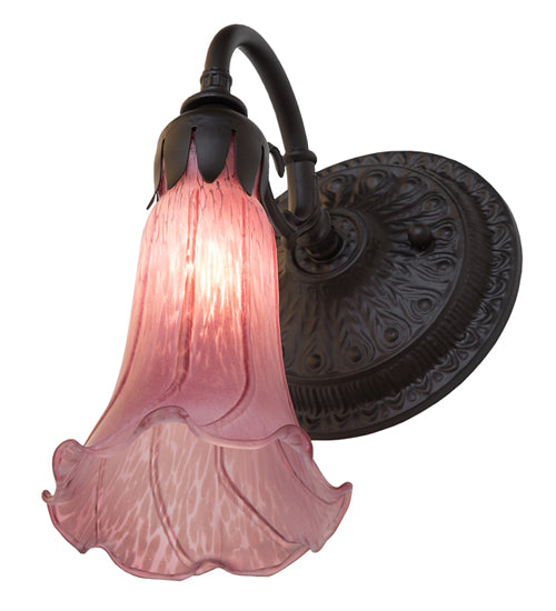 5.5" Wide Lavender Tiffany Pond Lily Wall Sconce