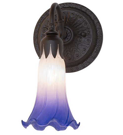 5.5" Wide Blue/White Tiffany Pond Lily Wall Sconce