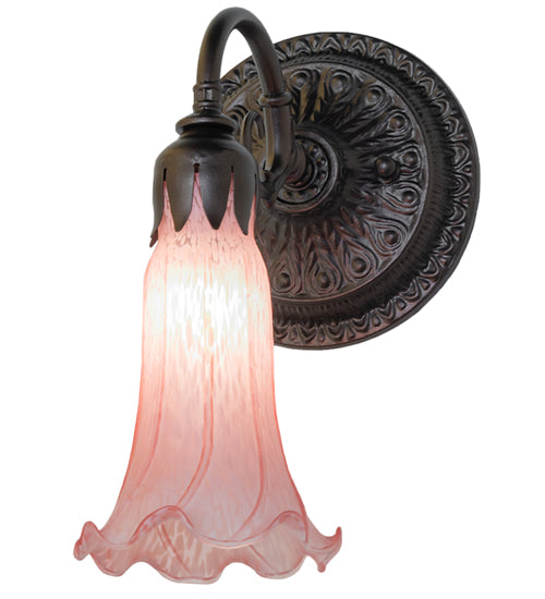 5.5" Wide Pink Tiffany Pond Lily Wall Sconce