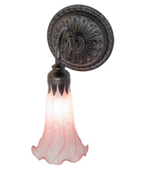 5.5" Wide Pink Tiffany Pond Lily Wall Sconce