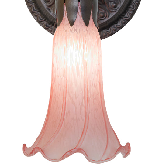 5.5" Wide Pink Tiffany Pond Lily Wall Sconce