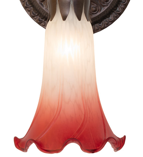 5.5" Wide Pink/White Tiffany Pond Lily Wall Sconce