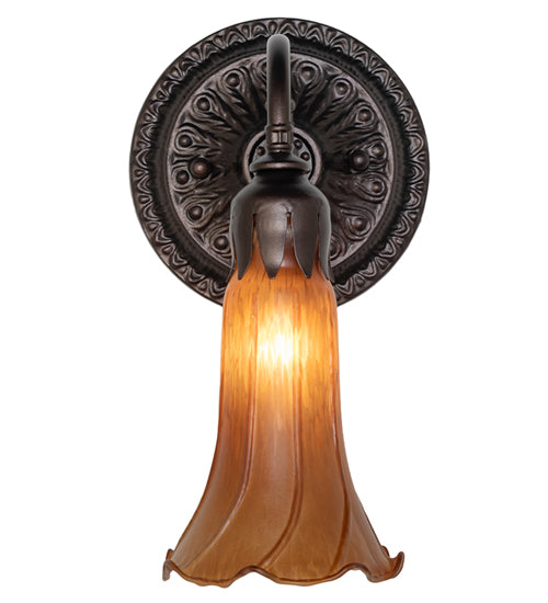 5.5" Wide Amber Tiffany Pond Lily Wall Sconce