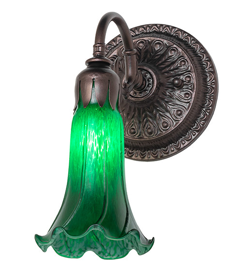 5.5" Wide Green Tiffany Pond Lily Wall Sconce